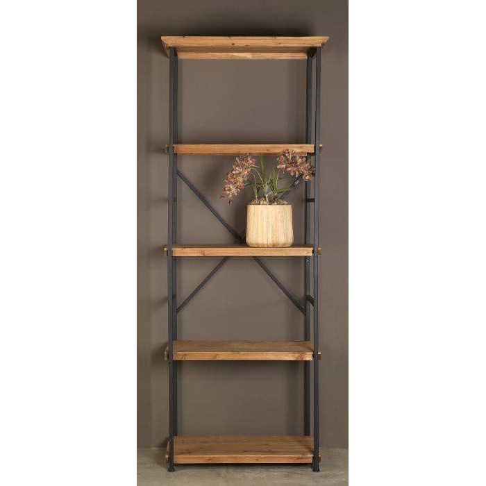 SCAFFALE 4 PIANI METALLO NEROLEGNO 80X50 H210